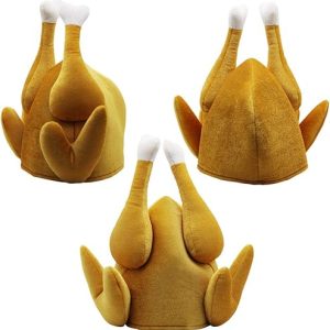 Turkey Hat: Yosager 3-Pack Men’s Roasted Turkey Costume Hats for Thanksgiving, Halloween, and Christmas Holiday Party Favors