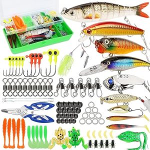 BaitBuddies: Fishing Lures Tackle Box Bass Kit with Animated Lures, Crankbaits, Spinnerbaits, Soft Plastic Worms, and Hooks for Freshwater and Saltwater Fishing