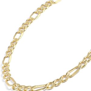 Cadena de Oro para Hombre: 14K Solid Yellow Gold Filled Figaro Chain Necklaces for Men and Women – Various Sizes Available (2.8mm, 3.7mm, 4.7mm, 5.6mm)