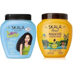 Skala Hair Products: 2-IN-1 Conditioning Treatment & Cream for Type 3ABC Curly Hair – Hydrate Curls and Eliminate Frizz with Mais Cachos & Passion Fruit Combo