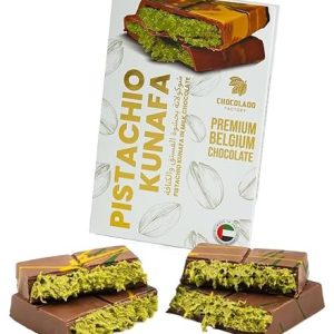 Kunafa Chocolate Bar: Chocolado Dubai’s Original Chocolate Kunafa with Pistachio – 6.53oz (185g) – Imported from Dubai UAE, Perfect Gift for Any Occasion!