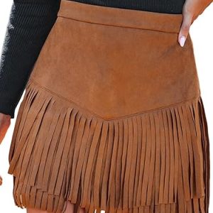 Fringing Skirt: CUPSHE Women’s Terra Cotta High Waist Mini Skirt – Stylish Short Skirts for a Trendy Look!