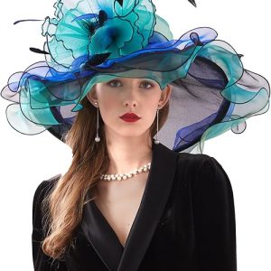 Kentucky Derby Hats for Women: Elegant Organza Fascinator with Headband and Hairpin – Perfect for Church, Tea Parties, and Weddings!