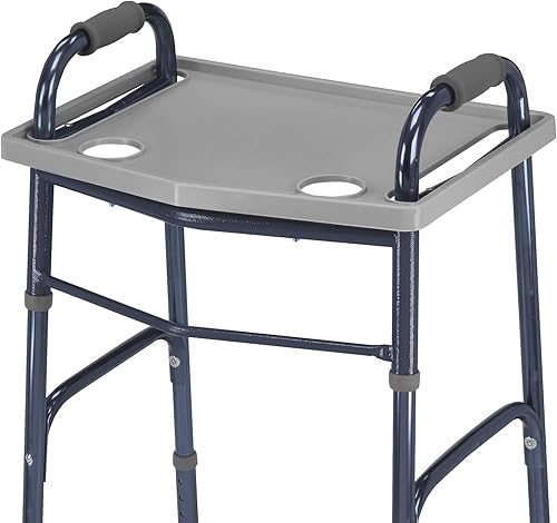 Walker Tray with Cup Holders: DMI Portable Tray Table for Folding Walkers - Multipurpose Mobility Accessory for Seniors, Gray 2 Walker Tray with Cup Holders: DMI Portable Tray Table for Folding Walkers - Multipurpose Mobility Accessory for Seniors, Gray