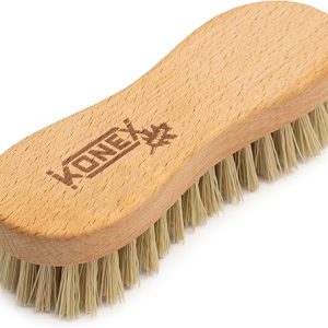 Bristle Brush KONEX: Heavy-Duty Nylon Fiber Utility Cleaning Hand Brush with Stiff Bristles and Wooden Body – Ideal for Scrubbing (Peanut Shaped)