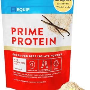 Milk Protein Concentrate: Equip Foods Prime Protein Powder – Clean Grass Fed Beef Protein Isolate, Paleo & Keto Friendly, Gluten and Dairy Free, 30 Servings, Vanilla
