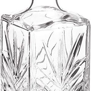 Whiskey Bottle Decanter: Bormioli Rocco Selecta 33.75oz Diamond Design with Starburst Detailing for Bourbon and Scotch