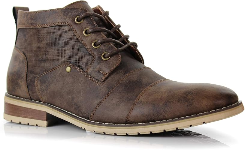 Botines para Hombre: Ferro Aldo Blaine MFA806035 Casual Brogue Mid-Top Lace-Up and Zipper Boots