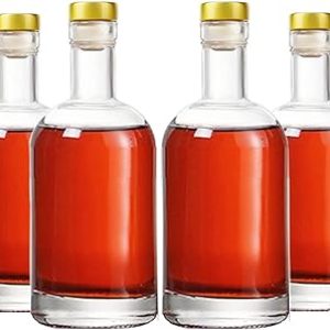 375 ml Bottle Pack of 6: Clear Glass Bottles for Wine, Beverages, Oil, Vinegar, Kombucha, Beer, Water, and Soda with Airtight Cork Stopper