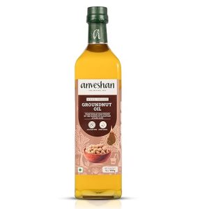 Peanut Groundnut Oil: Anveshan Wood/Cold Pressed Unrefined Oil, 33.8 Fl Oz (1000mL) – Perfect for Cooking and Deep Frying