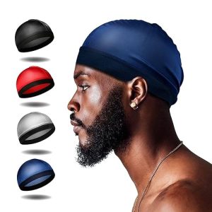Durag Cap: Selalu 4Pcs Silk Stocking Wave Caps for 360 Waves – Silky Stain Caps for Men