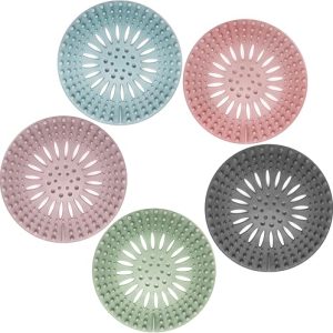 Drain Cover: Gotega Bathroom Sink Strainers and Hair Catcher Shower Drain Protectors – Flexible TPR Material, 5 Pack in Multiple Colors for Tub and Sink