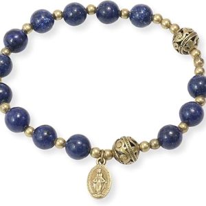 Rosary Bracelet: Nazareth Store Stone Beads with Metal Separators and Catholic Medal – Durable and Elegant Wrist Jewelry