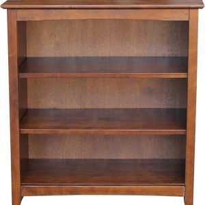 Parawood Shaker Bookcase: IC International Concepts 36″ H Eco-Friendly Furniture with Three Adjustable Shelves in Espresso