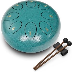 Steel Tongue Drum by REGIS: 6-Inch 8-Note Rain Drum for Outdoor Music – Perfect Gift for Musicians and Friends (Malachite)
