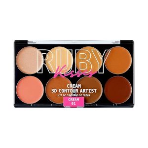 Ruby Rose Makeup: Ruby Kisses 3D Face Creator Cream Foundation & Concealer – 12-Hour Long-Lasting, Medium to Full Coverage, Non-Greasy Formula, Perfect for Makeup and Contouring (Light Medium)