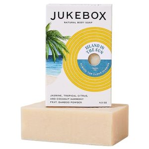 Jukebox Soap: Island In The Sun Natural Bar Soap for Women – Cold Process with Light Scrub, Harmful Ingredient-Free, Perfect for All Skin Types, Featuring Jasmine, Citrus, and Coconut Scents (4.5oz) by Dr. Squatch