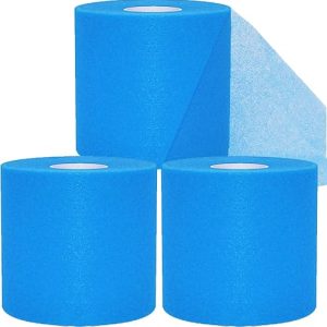 Pre Wrap Tape: 3 Rolls of Blue Athletic Foam Underwrap for Hair and Sports Use – Ideal for Headbands and Injury Support