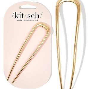 French Pin Hair Accessory: Kitsch Metal Hair Fork for Elegant Updos, Chignons, Buns, and Twists – Durable Design for All Hair Types – Gold, 1pc