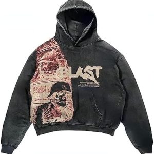 Y2K Hoodies: Obenie Retro Gothic Casual Hoodie with Alphabet Blast Print and Skull Design for Men – Harajuku Style Fashion