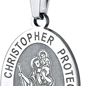 Saint Christopher Necklace for Men: PROSTEEL 316L Stainless Steel Protection Medal with St. Benedict and St. Michael – Adjustable 22″-24″ Catholic Jewelry Gift Box Included