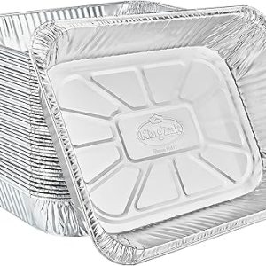 Aluminum Pan Half Size: Extra Heavy Duty 9×13 Disposable Foil Pans for Baking (100 Pack) – Ideal for Roasting, Catering, Buffets, and Food Prepping in Restaurants and Hotels