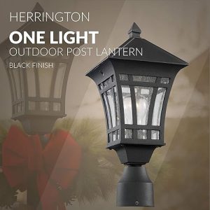 Post Lights Outdoor: Sea Gull Lighting 82131-12 Herrington One-Light Lantern Fixture in Black for Exterior Use