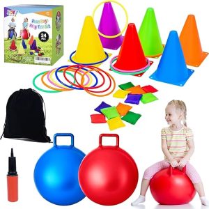 Baby Cone Set: Carnival Outdoor Games Combo for Kids – Soft Plastic Cones, Bean Bags, and Ring Toss Activity for Field Day, Family Reunions, and Birthday Parties