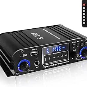 4 Channel Amp: Bluetooth 5.0 Stereo Amplifier, 50Wx4 HiFi Power, 1200W Max Home Audio Receiver with USB/SD/FM, Remote & Power Adapter for Theater & Karaoke