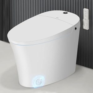 Tankless Toilet: EPLO Smart One-Piece Bidet with Heated Seat, Dual Auto Flush, Foot Sensor, and LED Display for Modern Bathrooms