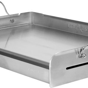 Stainless Steel Griddle: LITTLE GRIDDLE 100% Griddle with Even Heat Cross Bracing and Removable Handles – Perfect for Grills, Camping, and Tailgating, Silver, 25″ x 16″ x 6.5