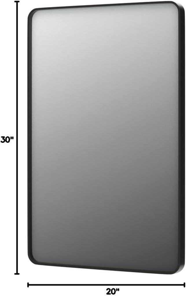 Mirror for Dresser: LOAAO 20X30 Inch Black Metal Framed Bathroom Mirror - Versatile Rounded Rectangle Design for Horizontal or Vertical Hanging