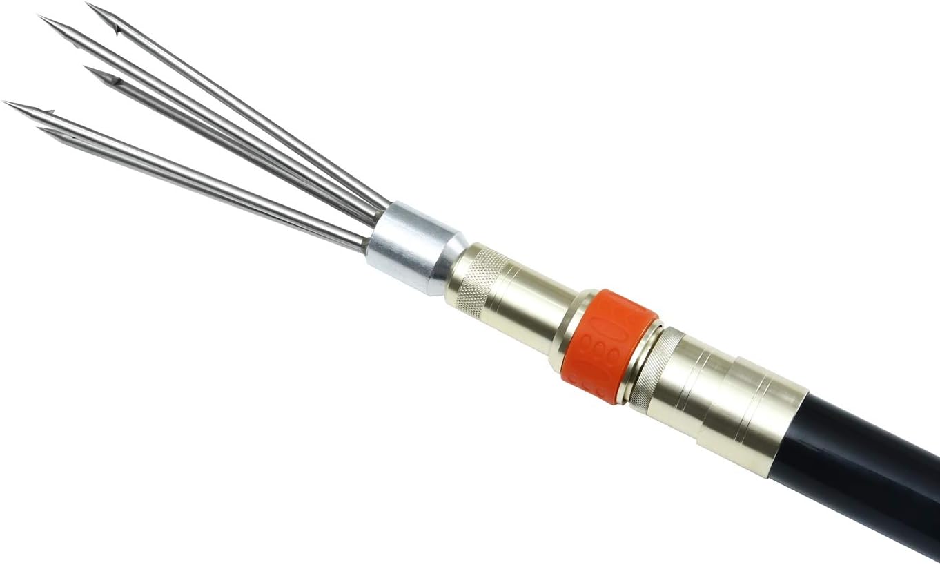 AEA Harpoon: Telescopic 59-236 Inch 5-9 Prong Barbed Diving Spears Gaffs - Locking Fishing Rod with 8mm Thread