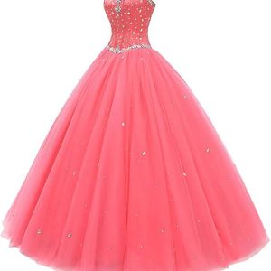 Pink Quinceanera Dresses: Women’s Sweetheart Tulle Ball Gown for Prom and Special Events
