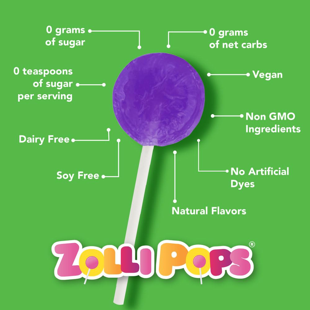 Sugar Free Hard Candy Zollipops: Caramel & Green Apple - 10.4oz Vegan, Allergy-Free, KETO & Diabetic Friendly Clean Teeth Treat