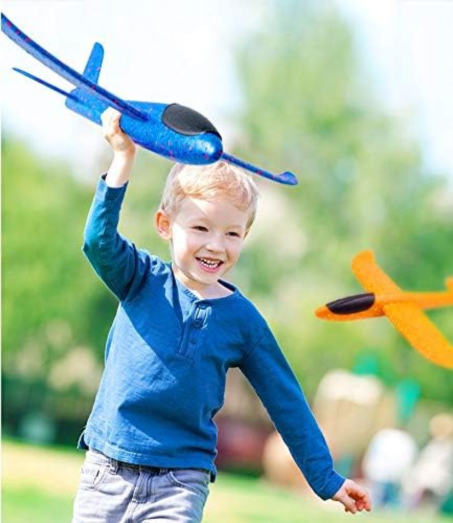 Airplane Toys: BooTaa 2-Pack of 17.5" Large Foam Throwing Planes with 2 Flight Modes - Perfect Outdoor Gifts for Kids Ages 3-12