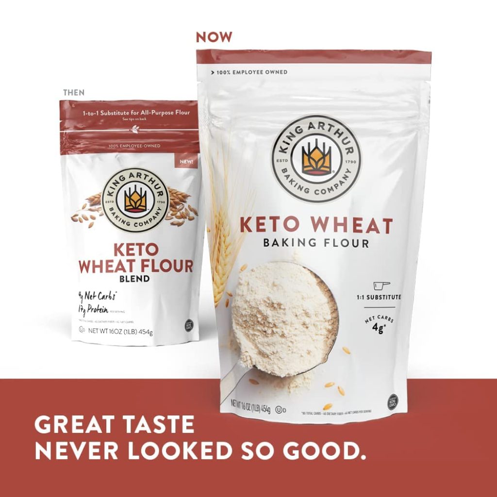 King Arthur Flour Keto Wheat Baking – 1 lb Low-Carb All-Purpose Flour Substitute, Non-GMO, Resealable Bag, Ideal for Keto Diet, Bread, and Reduced-Carb Baking