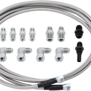 TH400 Transmission Fluid Oil Cooler Hose Line Kit – 6AN 70″ Stainless Steel Braided PTFE for GM Chevy 4L80E, TH350, 4L60E, and More