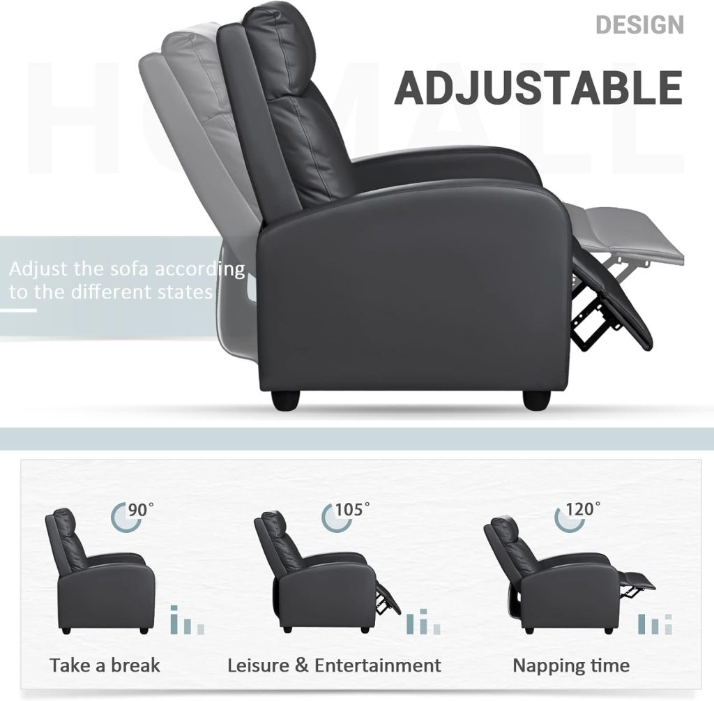 Wall Hugger Recliners: Homall Modern PU Leather Recliner Chair for Living Room & Home Theater Seating