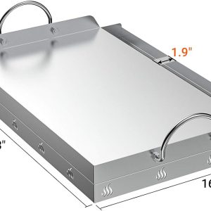 Stainless Steel Griddle: Only Fire Universal Cooking Griddle – 23″ x 16″ Flat Top Plate Insert with Grease Groove and Handles for Gas and Charcoal Grills, Perfect for Tailgating and Camping