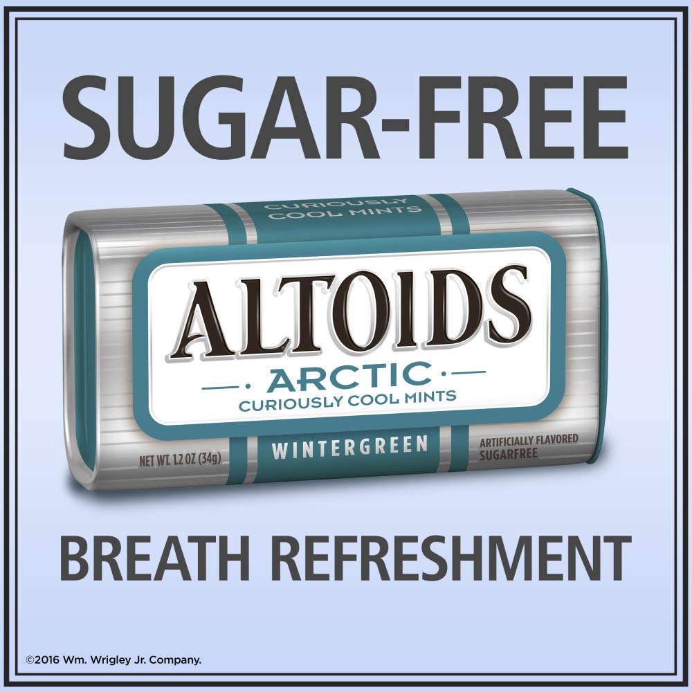 Sugar Free Hard Candy ALTOIDS: Arctic Wintergreen Breath Mints Bulk - 1.2 oz Tin (8 Pack)