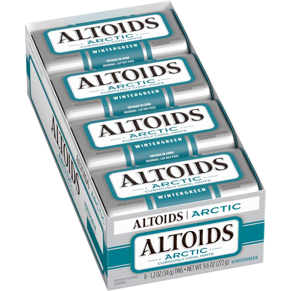 Sugar Free Hard Candy ALTOIDS: Arctic Wintergreen Breath Mints Bulk - 1.2 oz Tin (8 Pack)