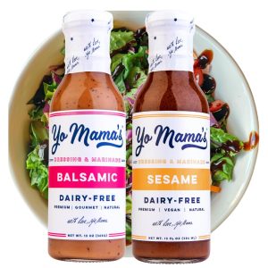 Low Sodium Salad Dressing: Yo Mama’s Foods Gourmet Honey Balsamic & Asian Sesame Combo Pack (2) – Vegan and Low Carb