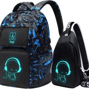 Sprayground Backpack: Waterproof Camo Bookbag for School Boys – Durable Travel Backpack for Middle School Kids (Blue)