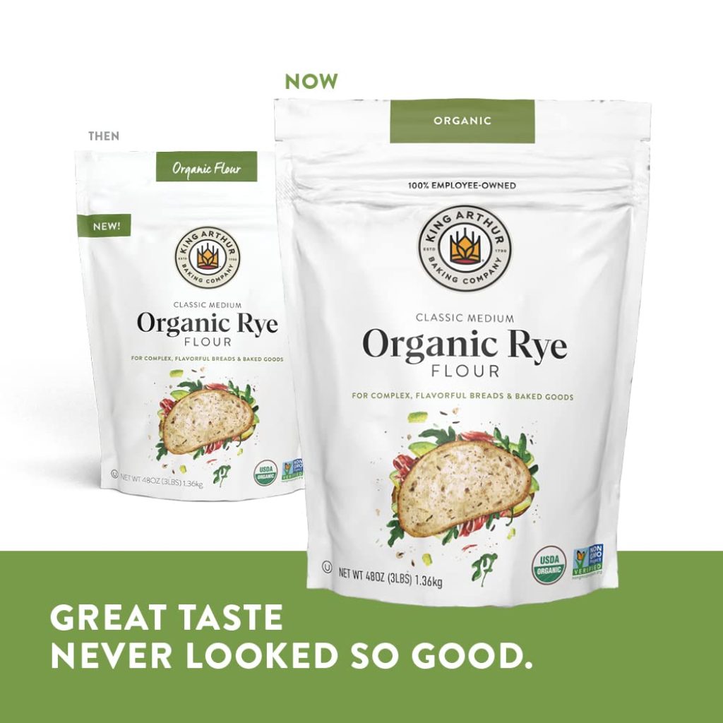 King Arthur Flour Organic Medium Rye – 3 lb Bag of Non-GMO, 100% US-Grown & Milled Baking Flour for Rich, Flavorful Rye Bread, Cookies & Other Baked Goods