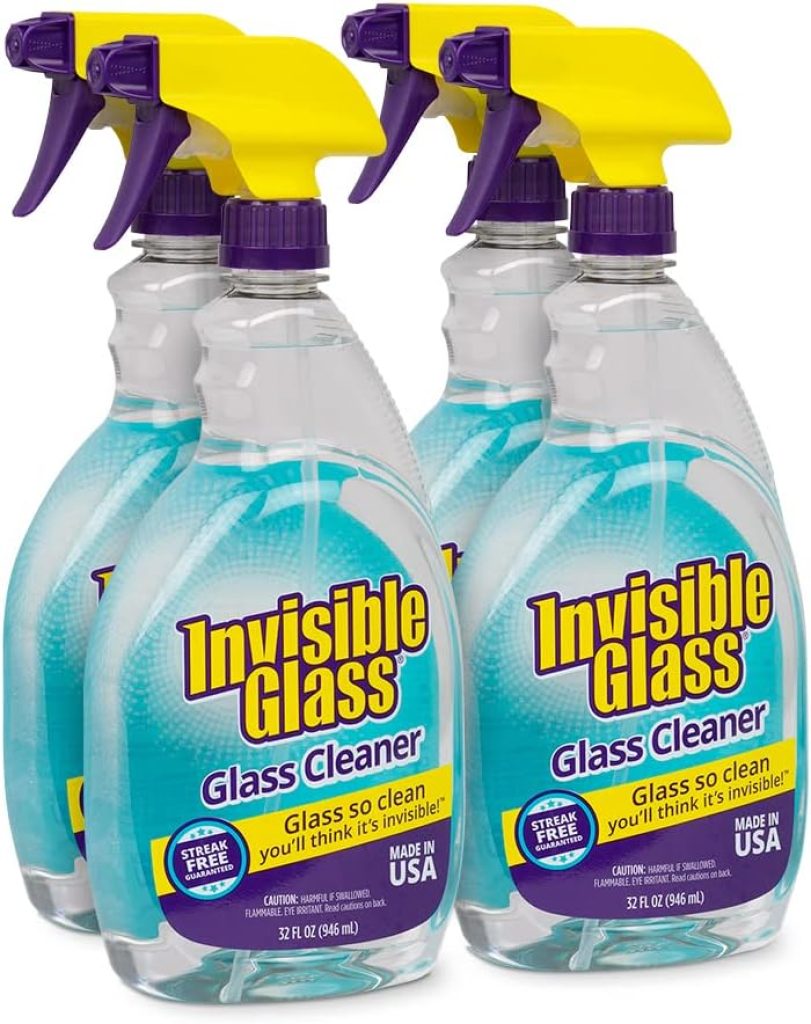 Invisible Glass Cleaner: 92194-4PK Premium Streak-Free Glass and Window Cleaner for Auto and Home - Ammonia-Free, Tint-Safe, Perfect for Glass Cooktops and Patio Doors, 32 Fl Oz, Pack of 4
