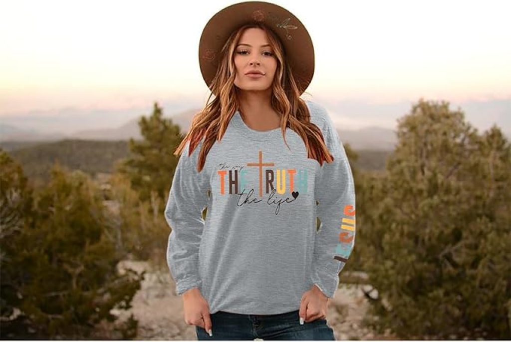 Christian Sweatshirts: Women's Bible Verse Pullover - Faithful Crewneck Long Sleeve Shirt for Religious Inspiration