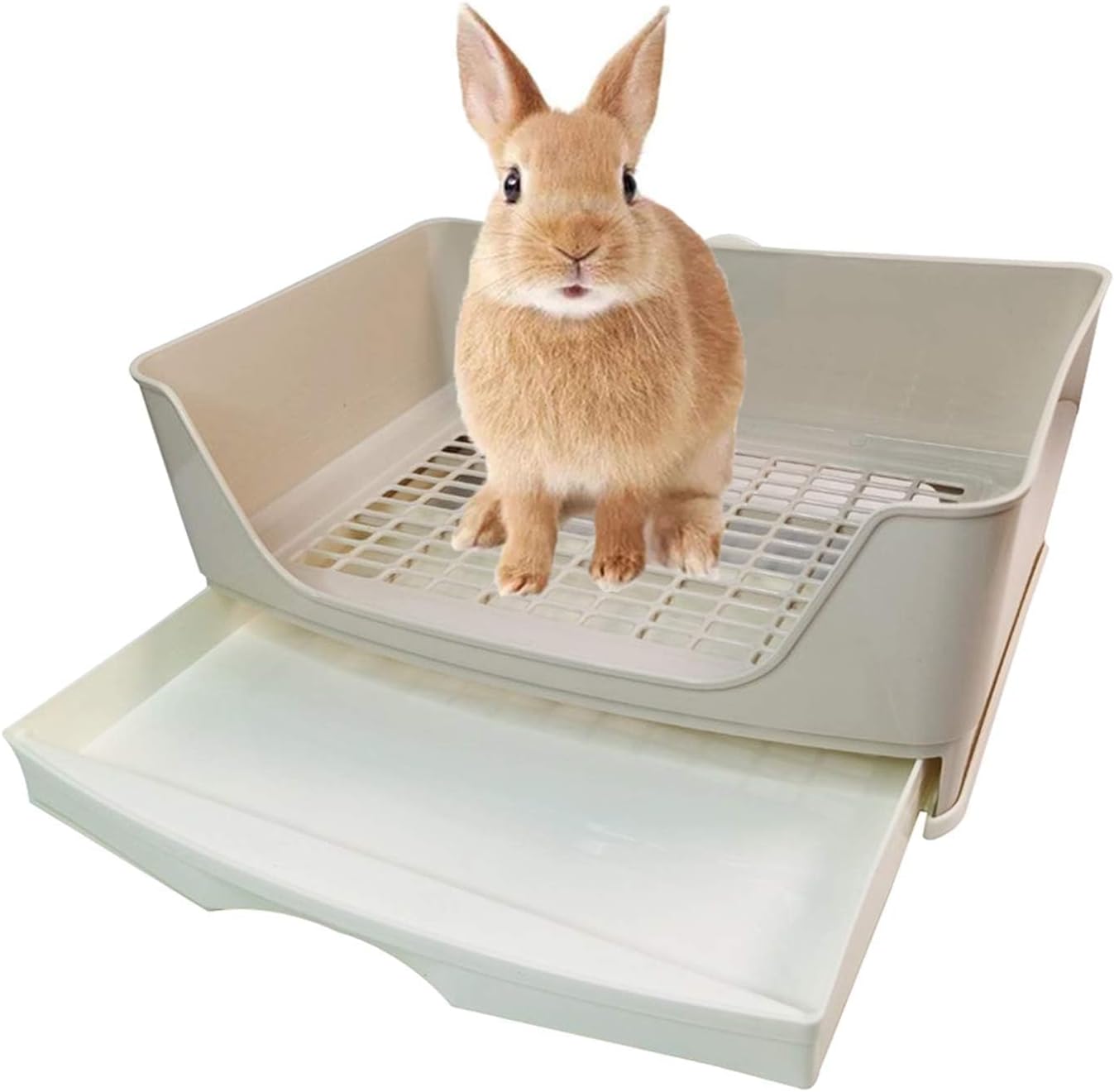 Rabbit Litter Box: Kathson Large Corner Toilet Trainer with Drawer - Ideal for Adult Rabbits, Hamsters, Guinea Pigs, and Ferrets (Brown)