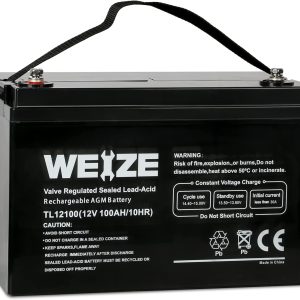 Group 31 Battery: WEIZE 12V 100Ah Deep Cycle Battery for RV, Solar, Camping, Marine, and Off-Grid Use with 1150A Max Discharge Current and 3% Self-Discharge Rate