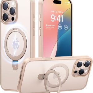 iPhone 16 Pro Max Case – TORRAS Desert Titanium, Slim Hard PC with Built-in Stand, MagSafe Compatible, Military Grade Drop Protection, 6.9″ Rose Gold Cover for 2024 Model